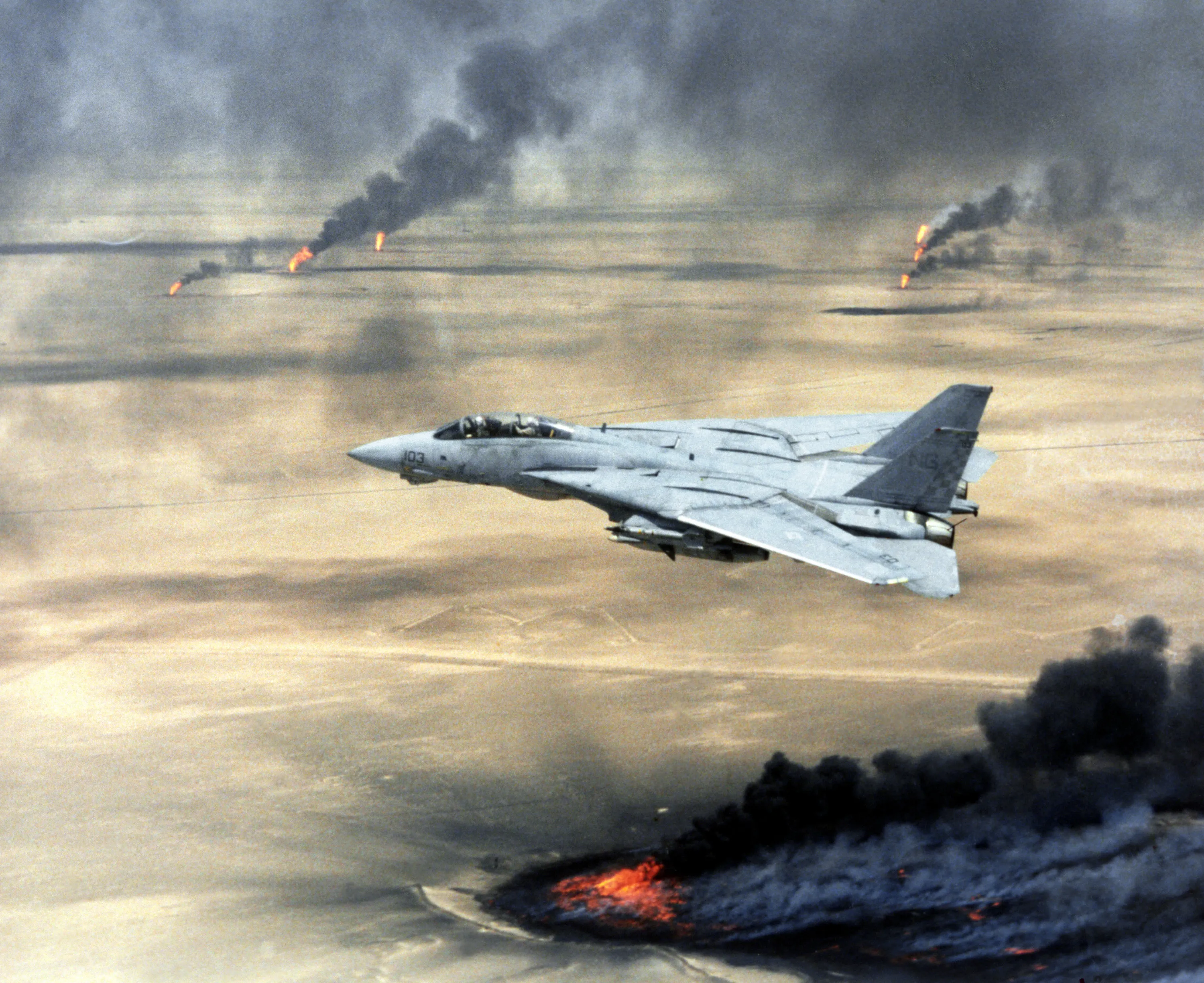 F-14 Tomcat aboard USS Theodore Roosevelt during Operation Desert Storm, 1991