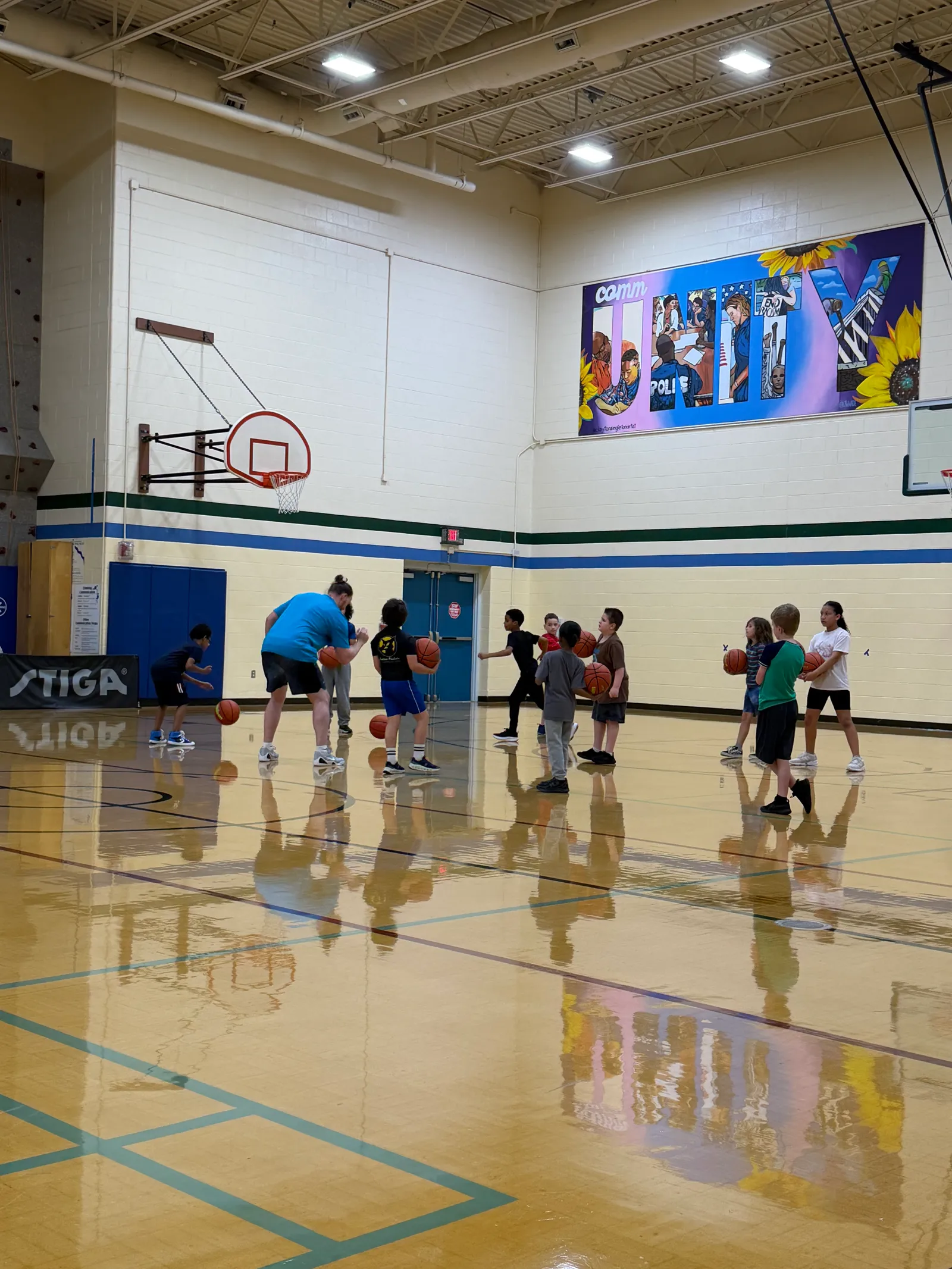 Young athletes practicing basketball drills at Seatack camp