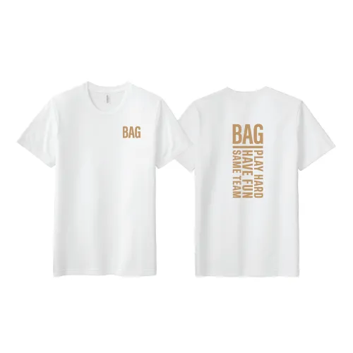 White BAG Short Sleeve T-shirt with Bag's Buddies logo - Soft breathable cotton for everyday wear