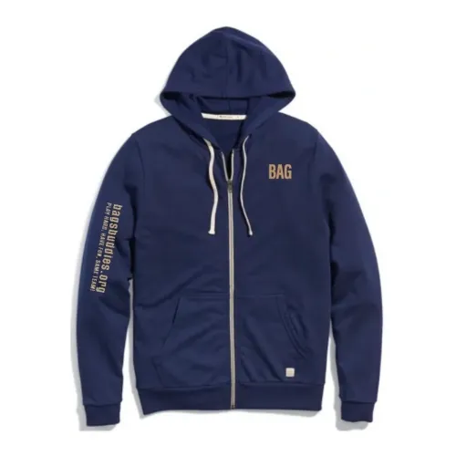 Navy Marine Layer BAG Full-Zip Hoodie with embroidered Bag's Buddies logo - Premium super soft comfort